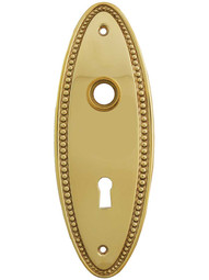 Solid-Brass Beaded Oval Door Plate with Keyhole